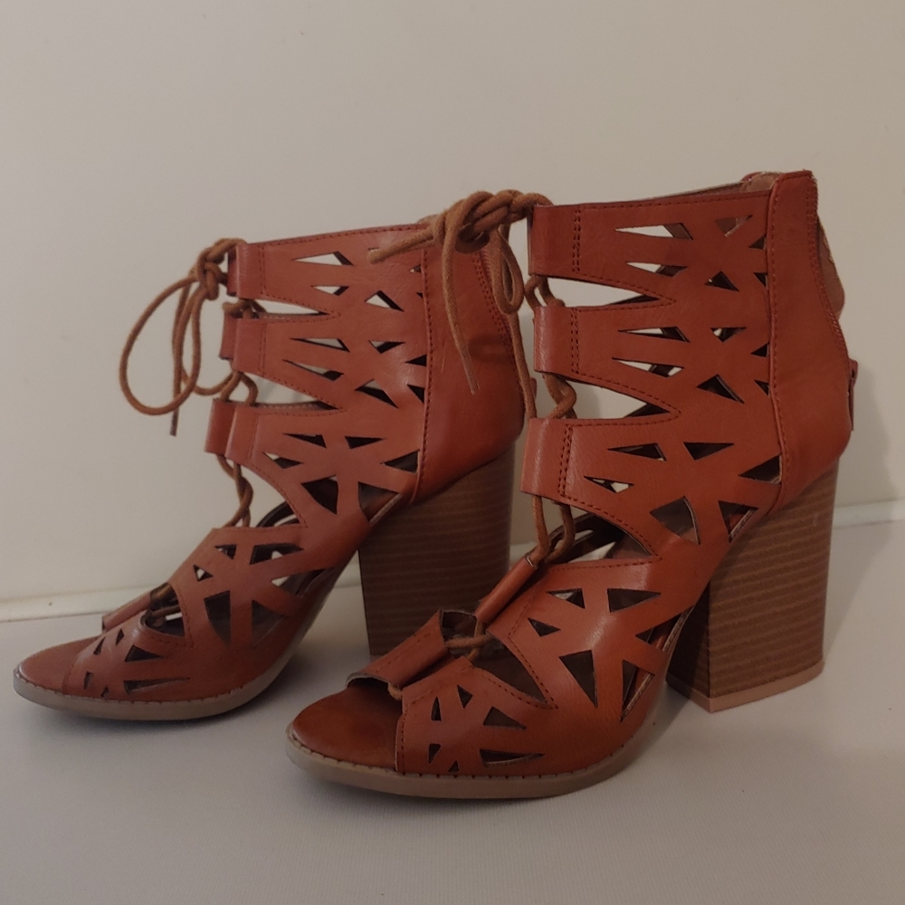 Tan chunky heel sandals